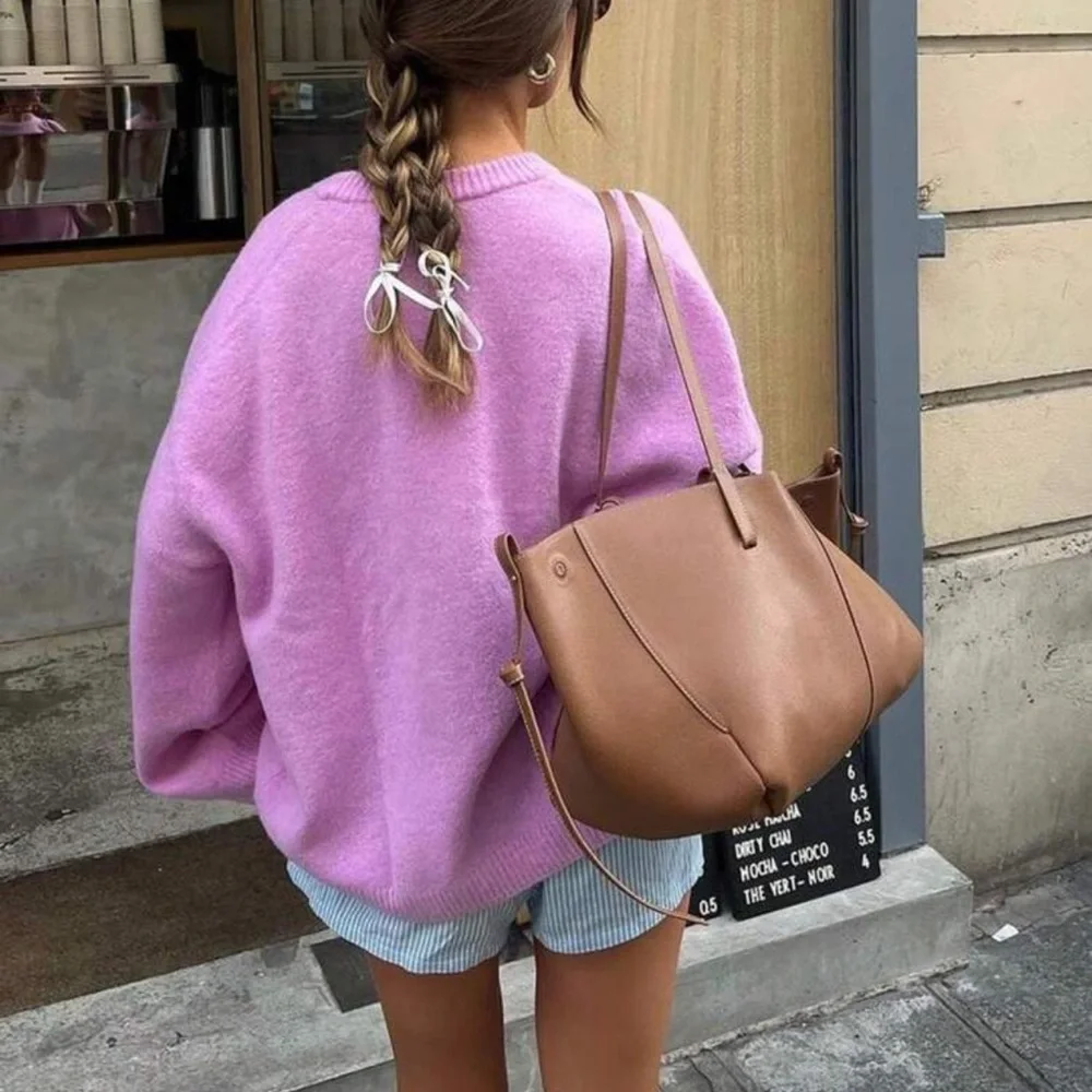 OUT OF STOCK Oversized cozy knit sweater preppy light yellow - Picture 8 of 12